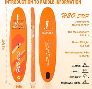 H2OSUP Inflatable Stand Up Paddle Board's measurements